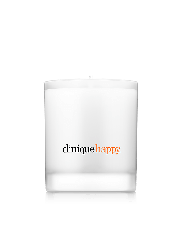 Limited Edition Clinique Happy Scented Home Candle, A luxe candle in our feel-good scent to light up the room with happiness.